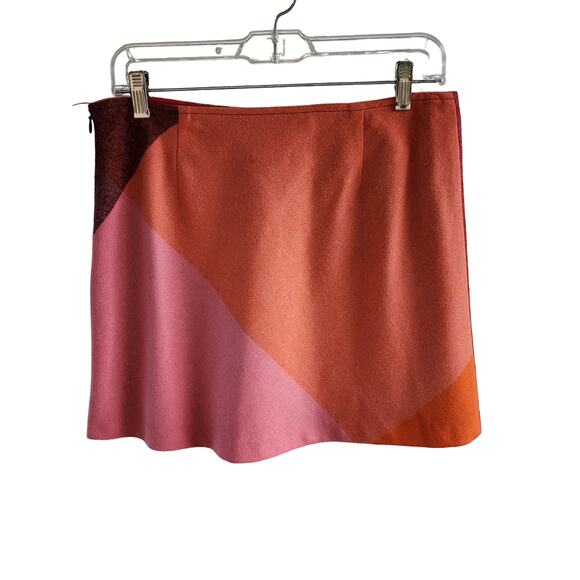 Esprit Wool-Blend Colorblock Mini Skirt NWT 9/10 Pink Orange Red - Picture 4 of 8